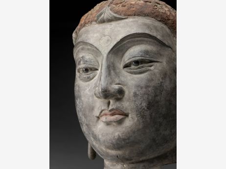 Buddha Head (detail), China, Tang dynasty, 8th century, hollow-core dry lacquer