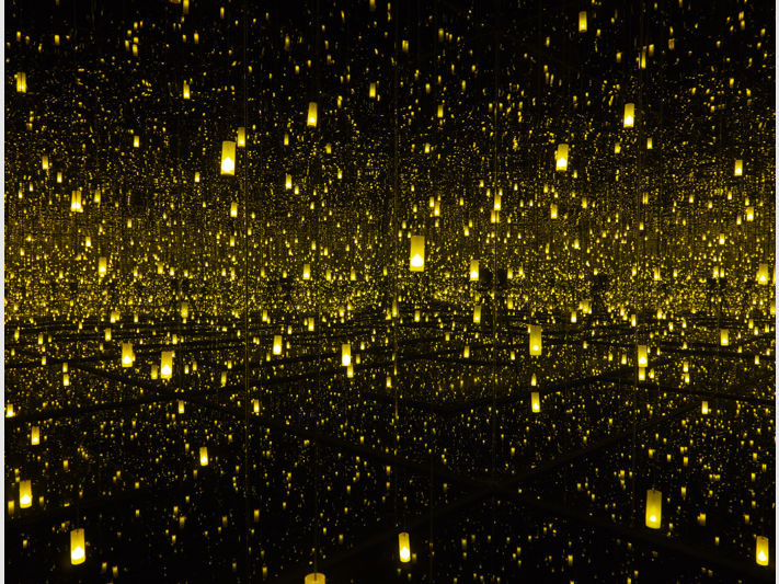 Yayoi Kusama, Aftermath of Obliteration of Eternity, 2009, wood, metal, glass mirrors, plastic, acrylic paint, and LED